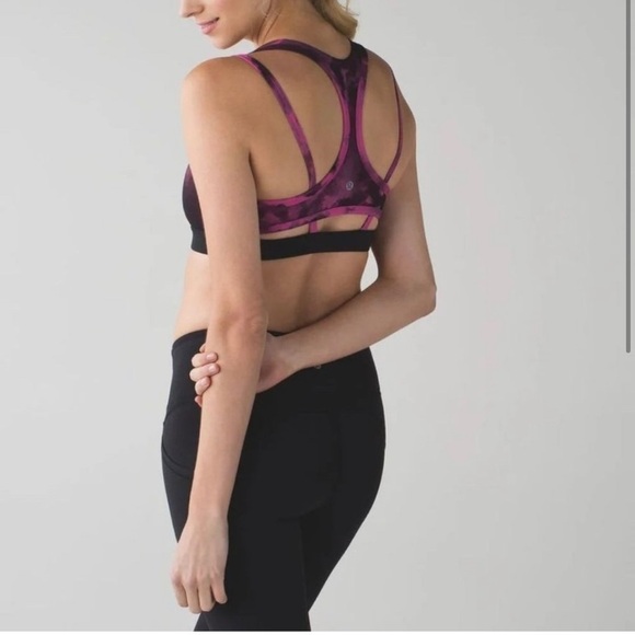 Lululemon 6 pink/black tie dye racerback Removable pad activewear sport bra - Picture 2 of 8